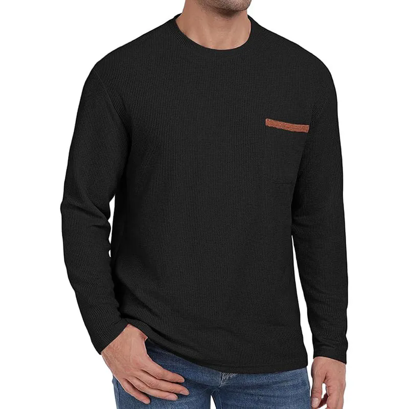 Mens Casual Crew Neck Soft Tee Shirts Summer Beach Waffle Tops