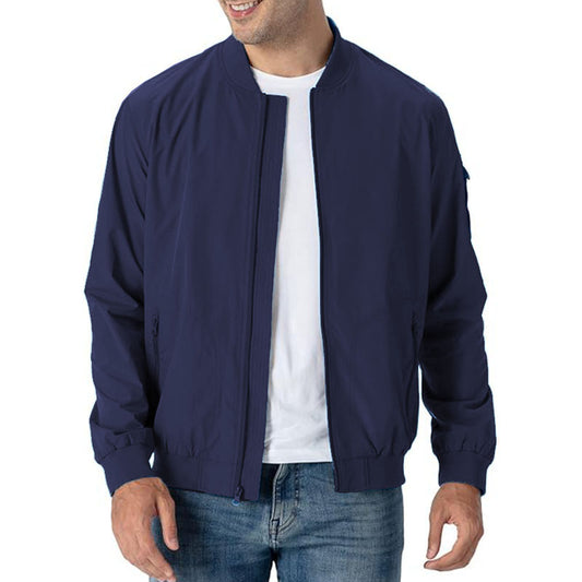Men Lightweight Casual Spring Fall Windbreaker Zip Up Coat with Pocket