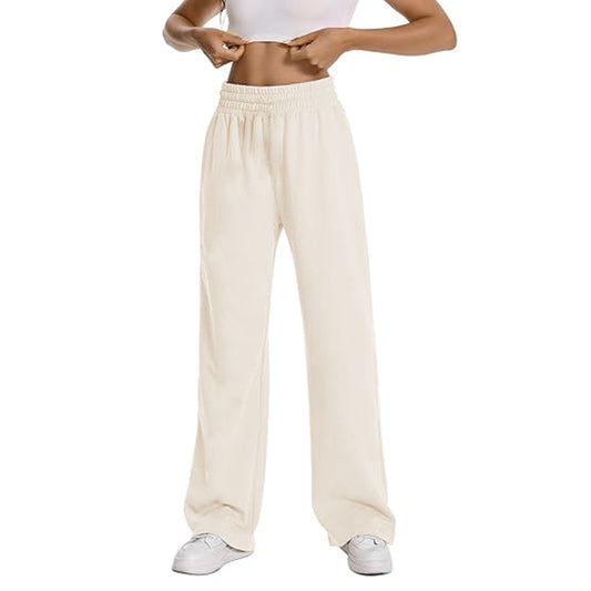 New Women Wide Leg Pants Elastic Waist Lounge Pants with Pockets