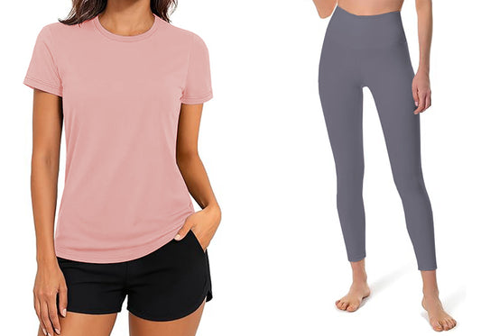 New Yoga Pants with Pocket for Women Wide Leg Pants and Short sleeve