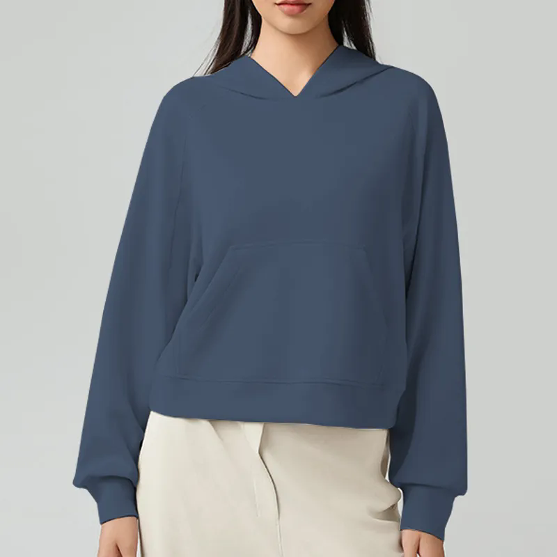 2025 Women Solid Basic Loose Hoodie Sweatshirt Long Sleeve