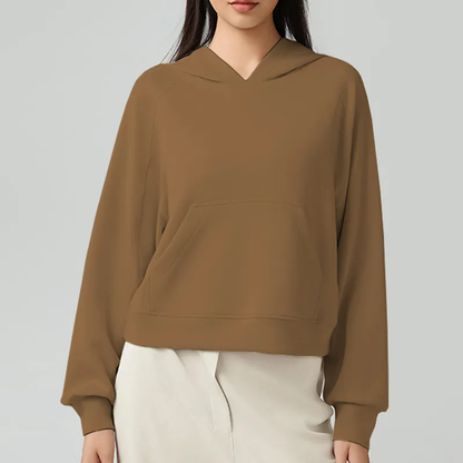 2025 Women Solid Basic Loose Hoodie Sweatshirt Long Sleeve