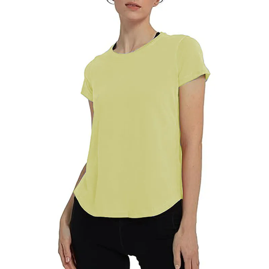 Short Sleeve Crew Sport Shirt Women Loose Plain O-neck Tank Top
