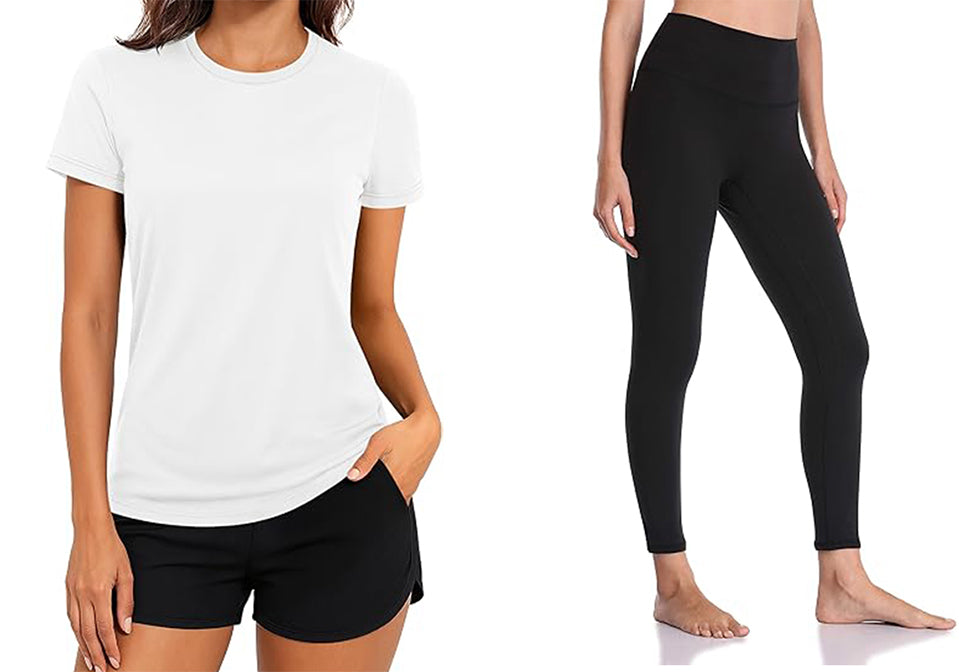 New Yoga Pants with Pocket for Women Wide Leg Pants and Short sleeve