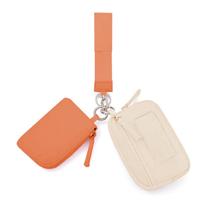 2025Keychain Wristlet Wallet Dual Pouch Wristlet Portable Small Wallet
