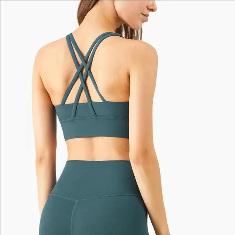 Padded Gym Yoga Sport Bras Top Women Longline Cross Strap Fitness Workout Bras
