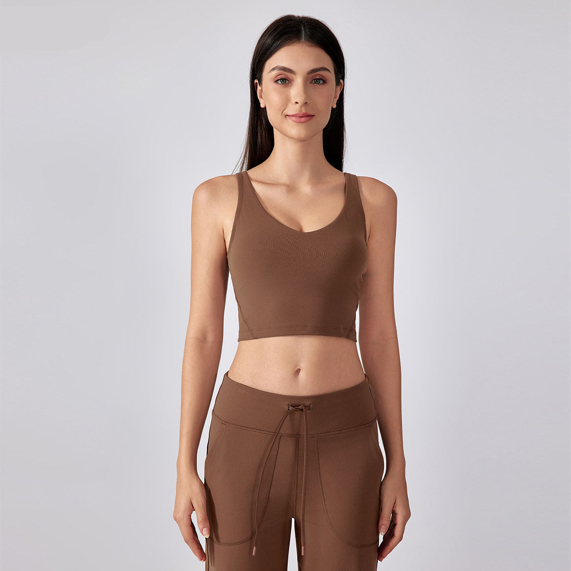 Women Padded Gym Yoga Sport Top Longline Cross Strap Workout Exercise