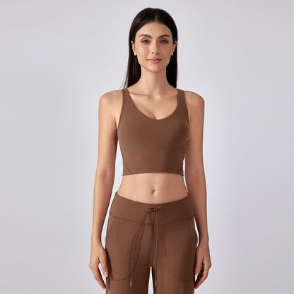 Women Padded Gym Yoga Sport Top Longline Cross Strap Workout Exercise