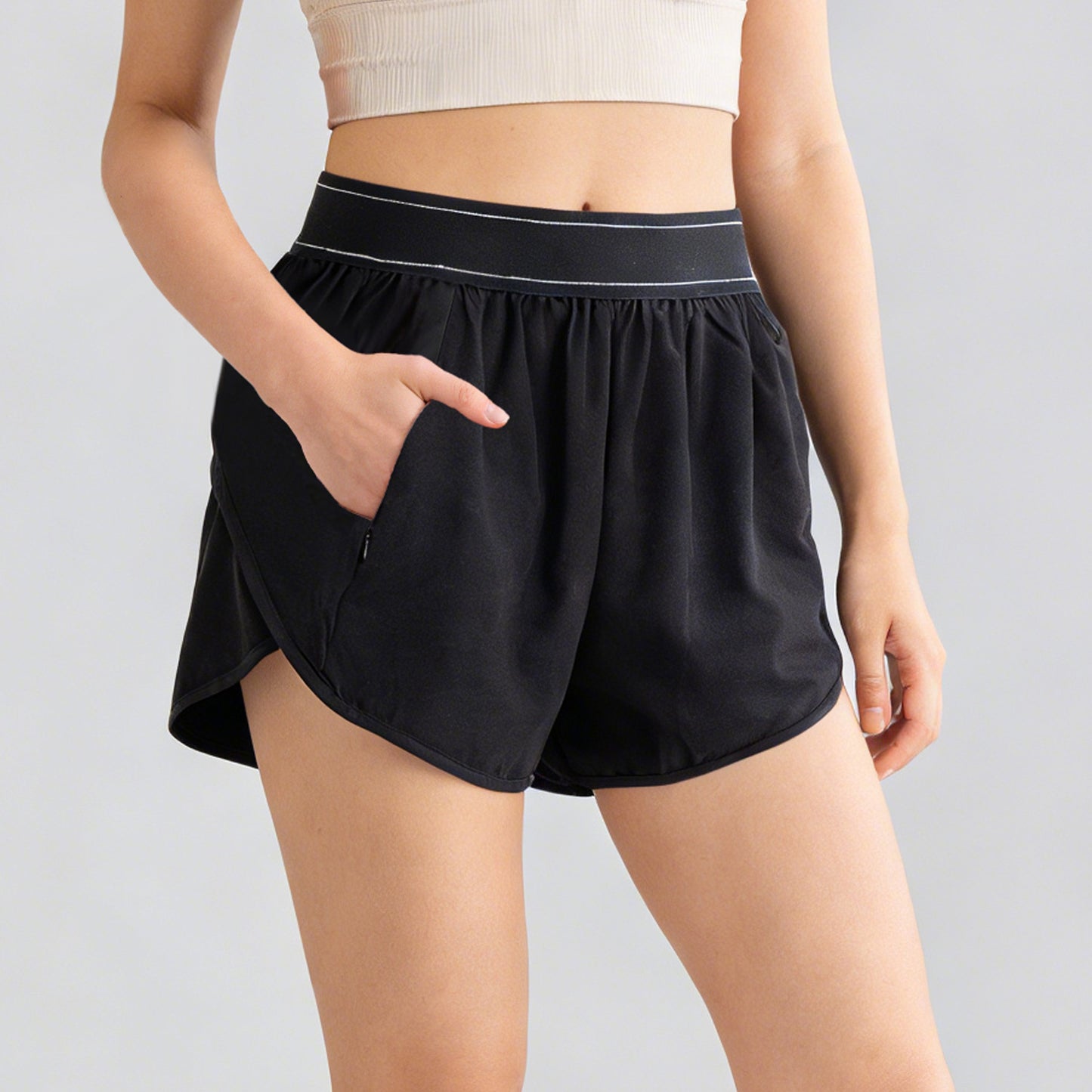 Athletic Running Shorts for Women with Zipper Pocket Soft Lightweight Gym Workout Shorts