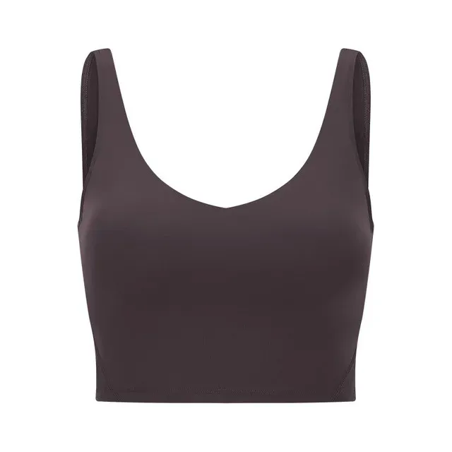 Women Padded Gym Yoga Sport Top Longline Cross Strap Workout Exercise