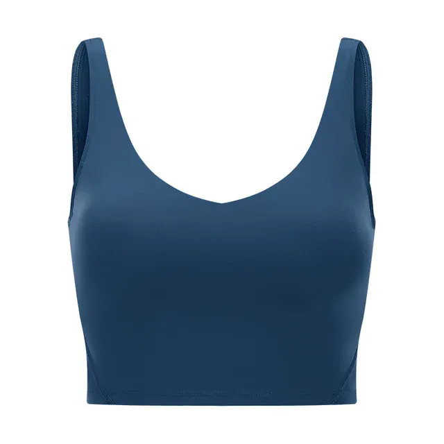 Women Padded Gym Yoga Sport Top Longline Cross Strap Workout Exercise