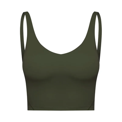 Women Padded Gym Yoga Sport Top Longline Cross Strap Workout Exercise