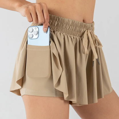 Women Tennis Skirted Leggings with Pockets Yoga shorts