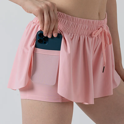 Women Tennis Skirted Leggings with Pockets Yoga shorts