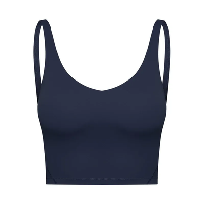 Women Padded Gym Yoga Sport Top Longline Cross Strap Workout Exercise