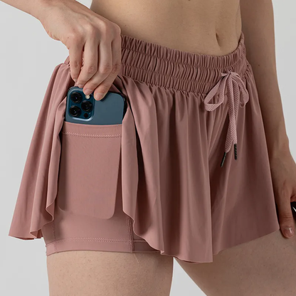 Women Tennis Skirted Leggings with Pockets Yoga shorts