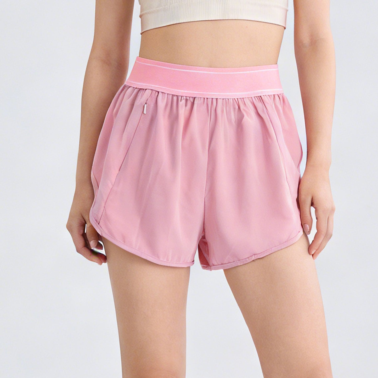 Athletic Running Shorts for Women with Zipper Pocket Soft Lightweight Gym Workout Shorts