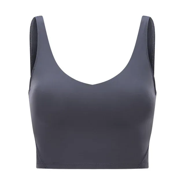 Women Padded Gym Yoga Sport Top Longline Cross Strap Workout Exercise