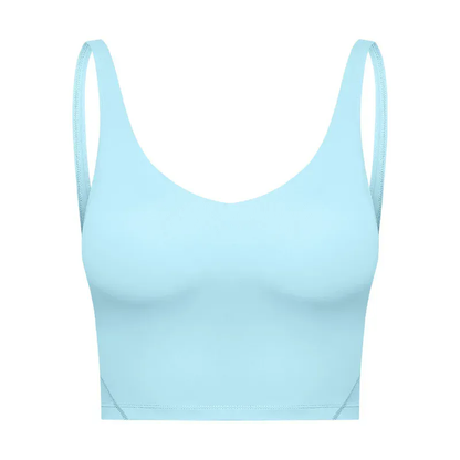 Women Padded Gym Yoga Sport Top Longline Cross Strap Workout Exercise