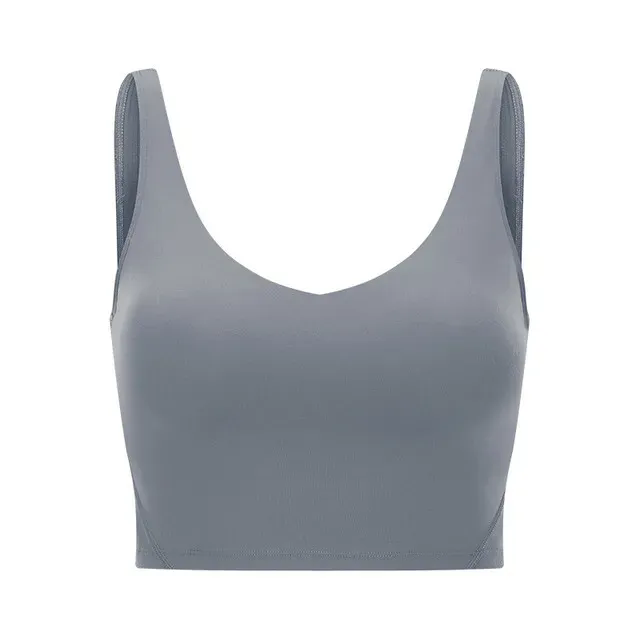 Women Padded Gym Yoga Sport Top Longline Cross Strap Workout Exercise