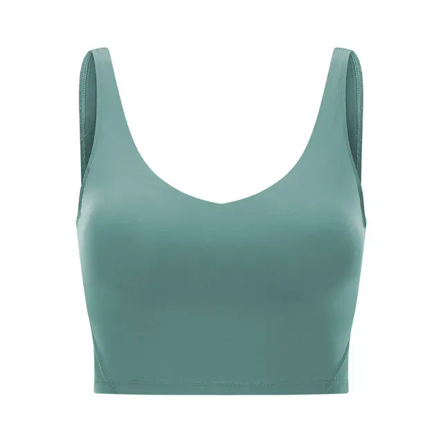 Women Padded Gym Yoga Sport Top Longline Cross Strap Workout Exercise