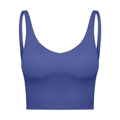 Women Padded Gym Yoga Sport Top Longline Cross Strap Workout Exercise