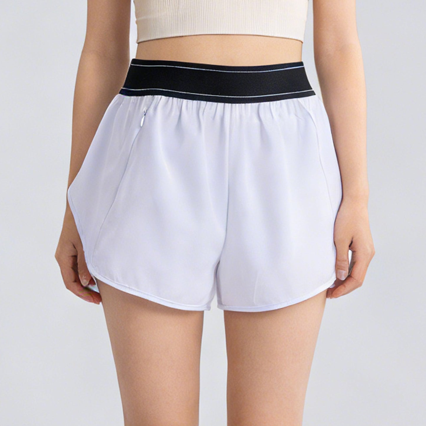 Athletic Running Shorts for Women with Zipper Pocket Soft Lightweight Gym Workout Shorts