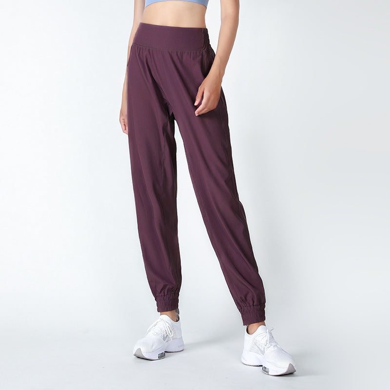 Womens High Waisted Casual Loose Carrot Flowy Yoga Pants with Pockets