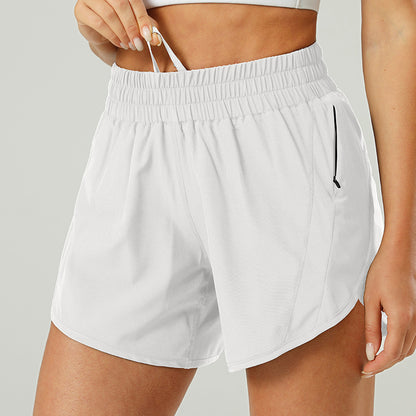 Womens Running Quick Dry Athletic Workout Shorts Zipper Pockets