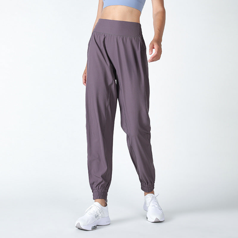 Womens High Waisted Casual Loose Carrot Flowy Yoga Pants with Pockets