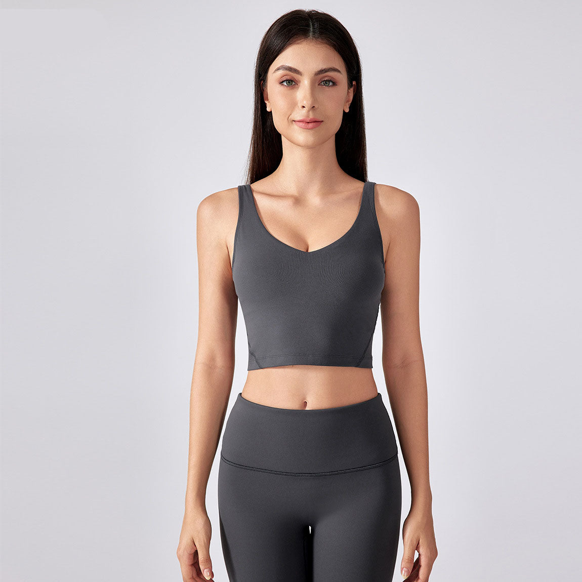 Women Padded Gym Yoga Sport Top Longline Cross Strap Workout Exercise